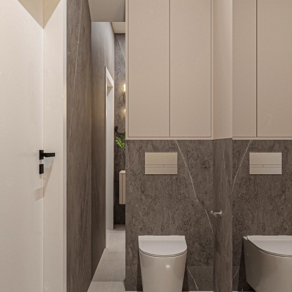 Toaleta dla gości w odcieniach szarości!