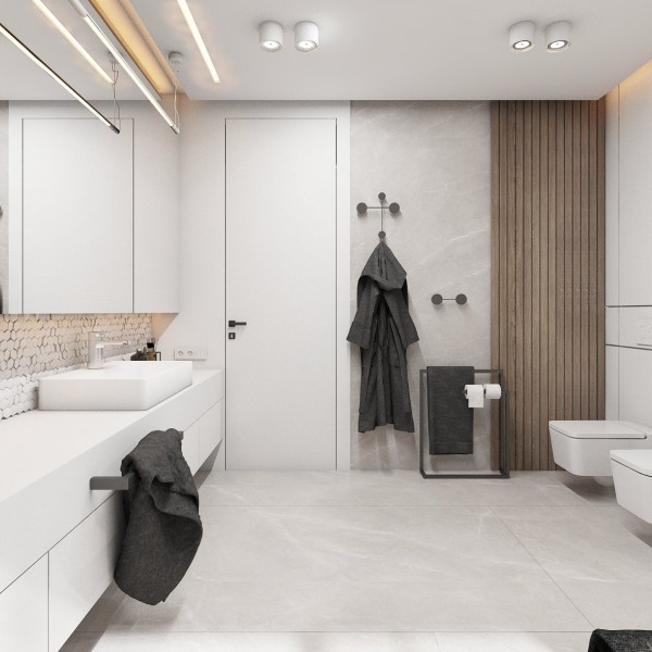 Duży pokój kąpielowy z wanną wolnostojącą!