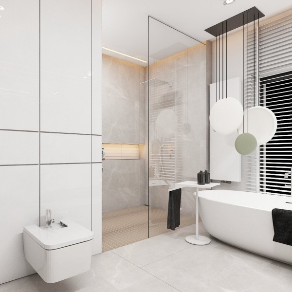 Duży pokój kąpielowy z wanną wolnostojącą!