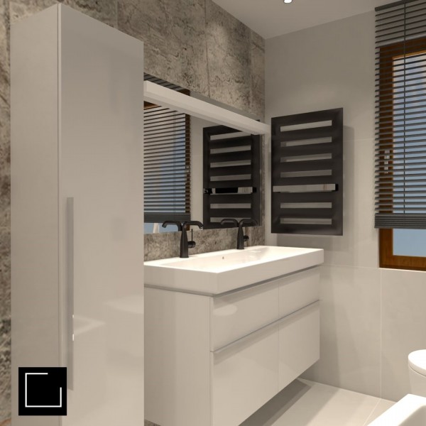 Czarne baterie łazienkowe w małej łazience!