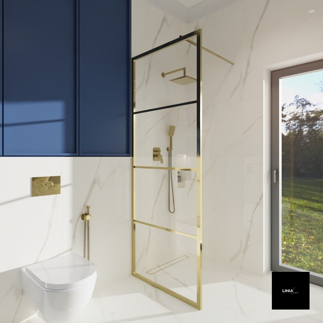 Łazienka ze złotą kabiną walk-in!