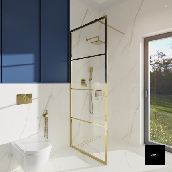 Łazienka ze złotą kabiną walk-in!