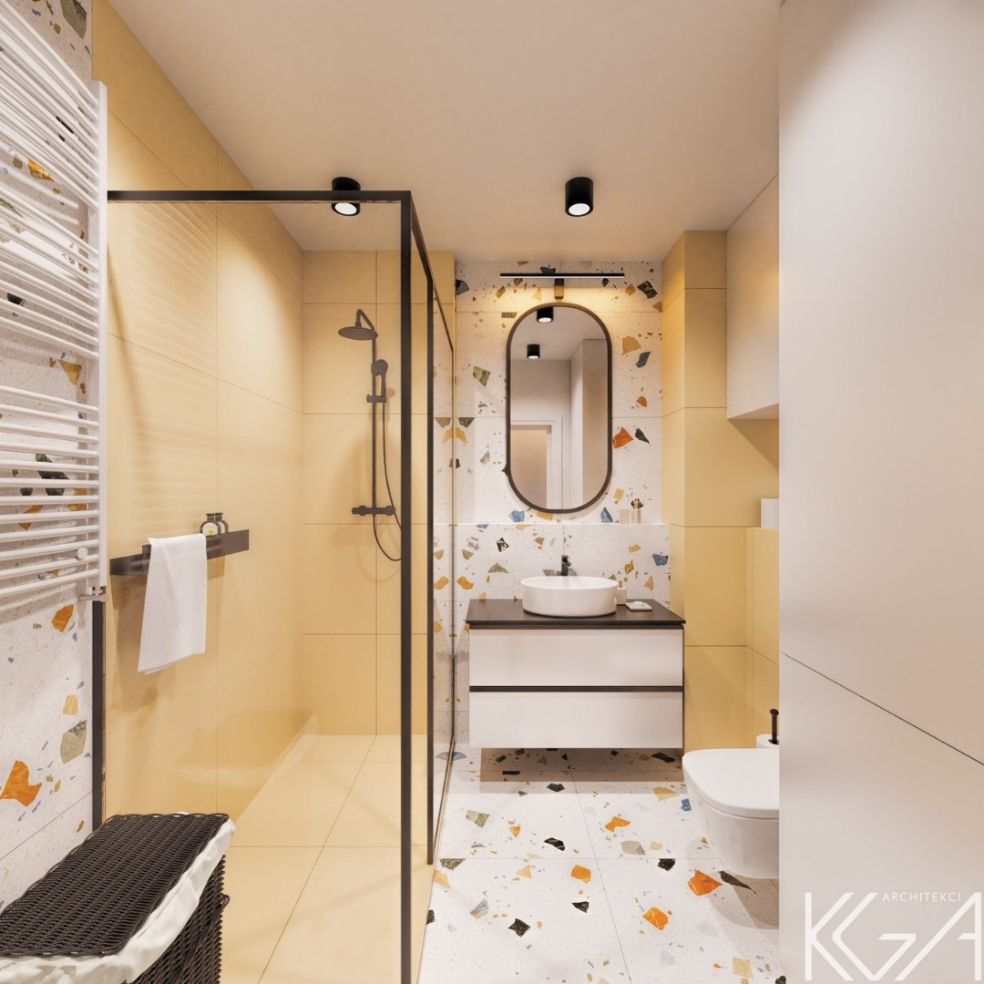 Kolorowa łazienka z płytkami lastryko!