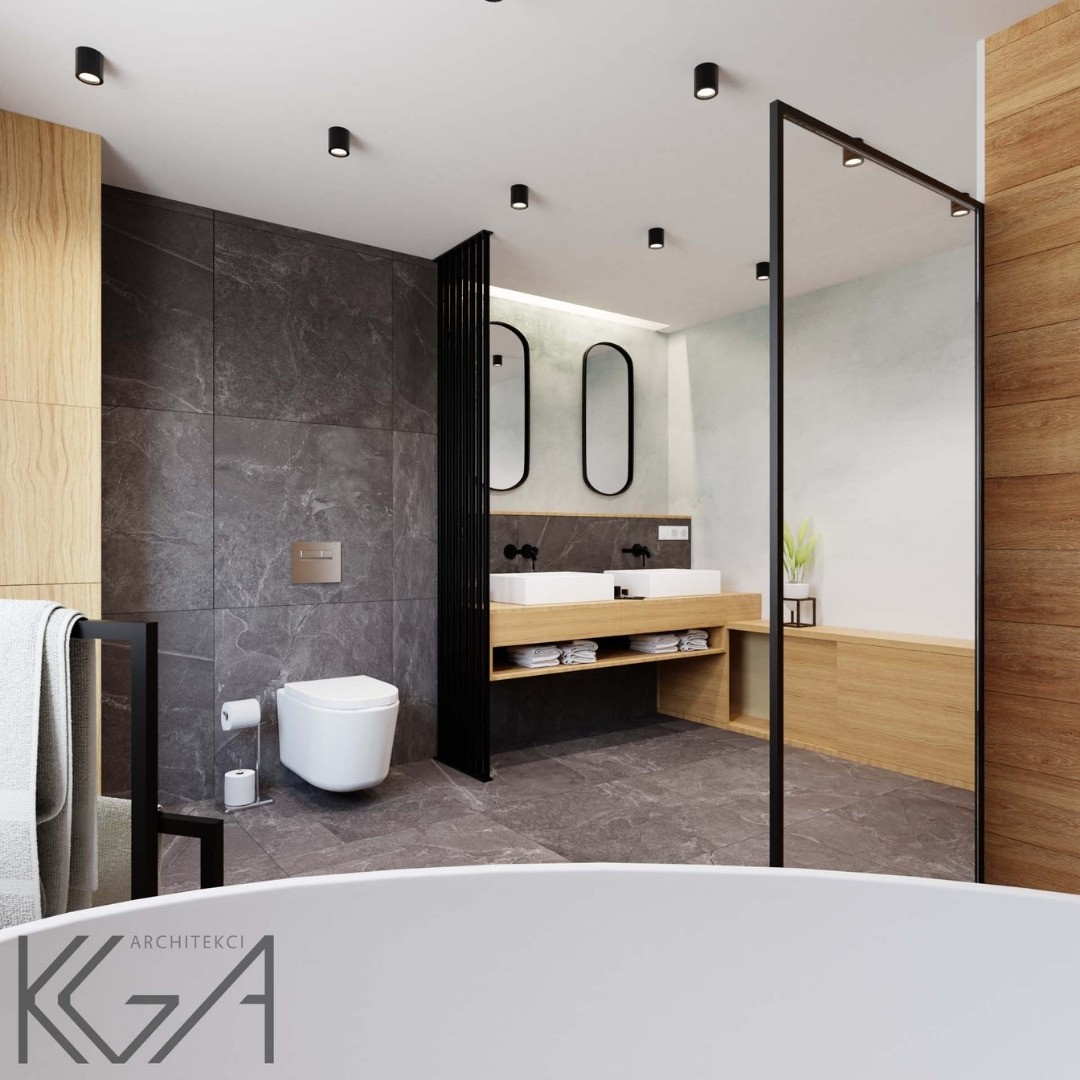 Projekt łazienki z czarną kabiną walk-in!