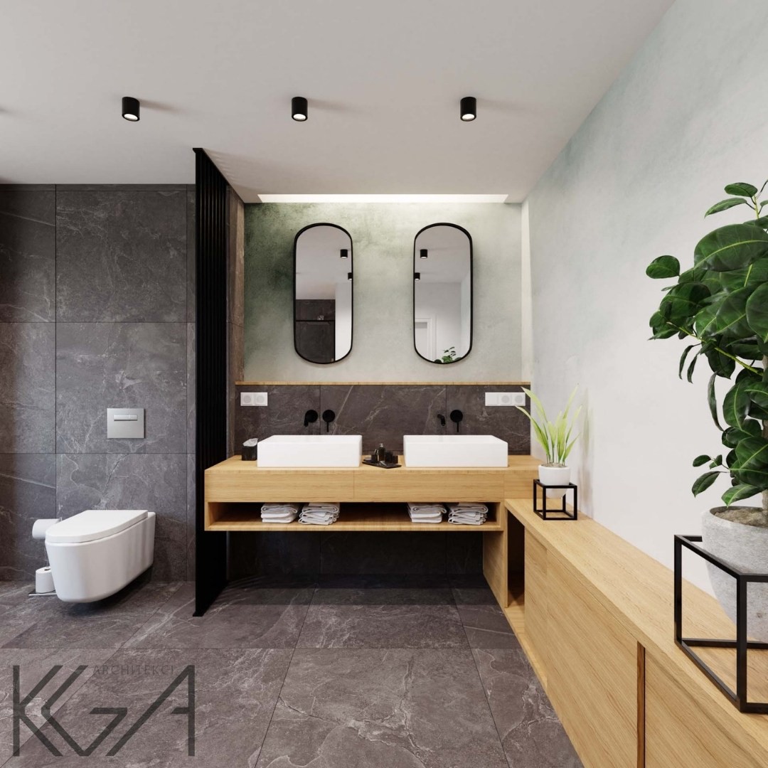 Projekt łazienki z czarną kabiną walk-in!