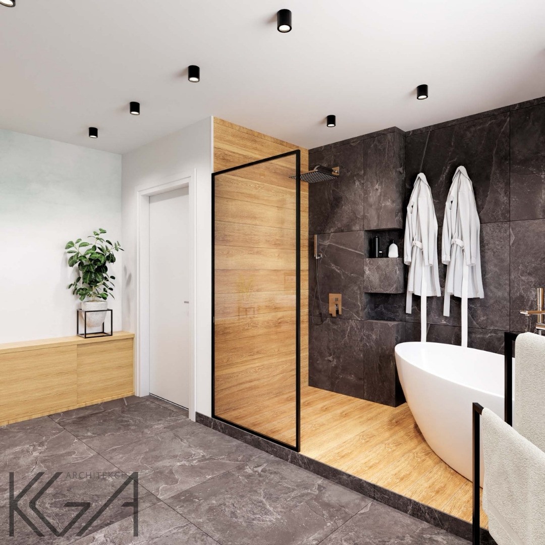 Projekt łazienki z czarną kabiną walk-in!