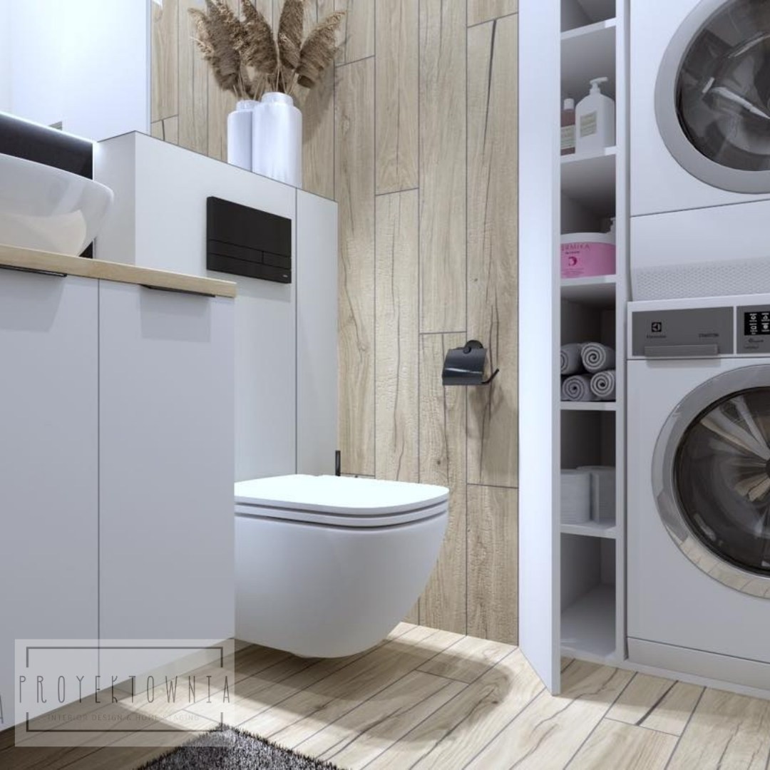 Mała łazienka z czarną kabiną prysznicową!