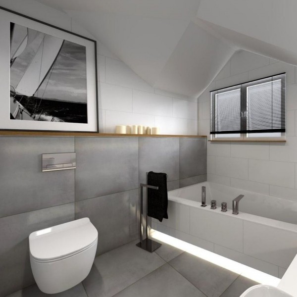 Duża łazienka na poddaszu z wanną prostokątną!