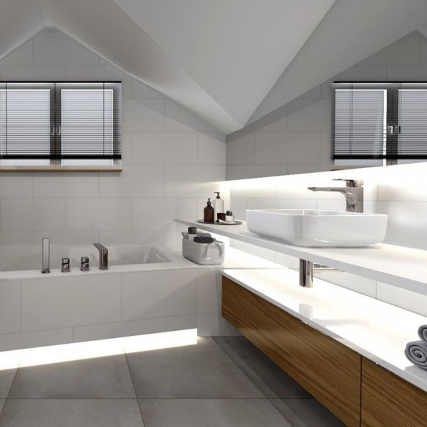 Duża łazienka na poddaszu z wanną prostokątną!