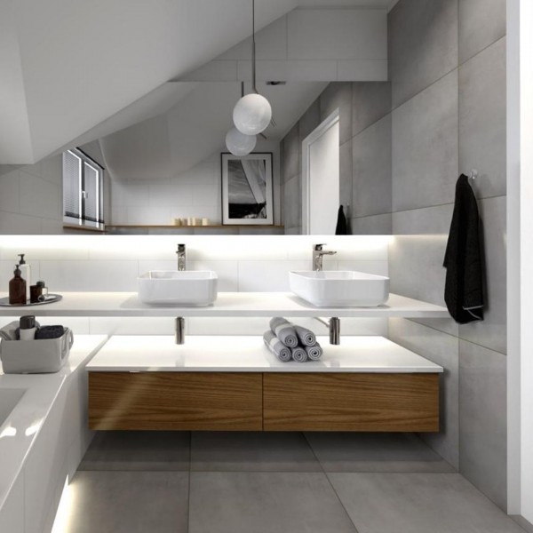 Duża łazienka na poddaszu z wanną prostokątną!