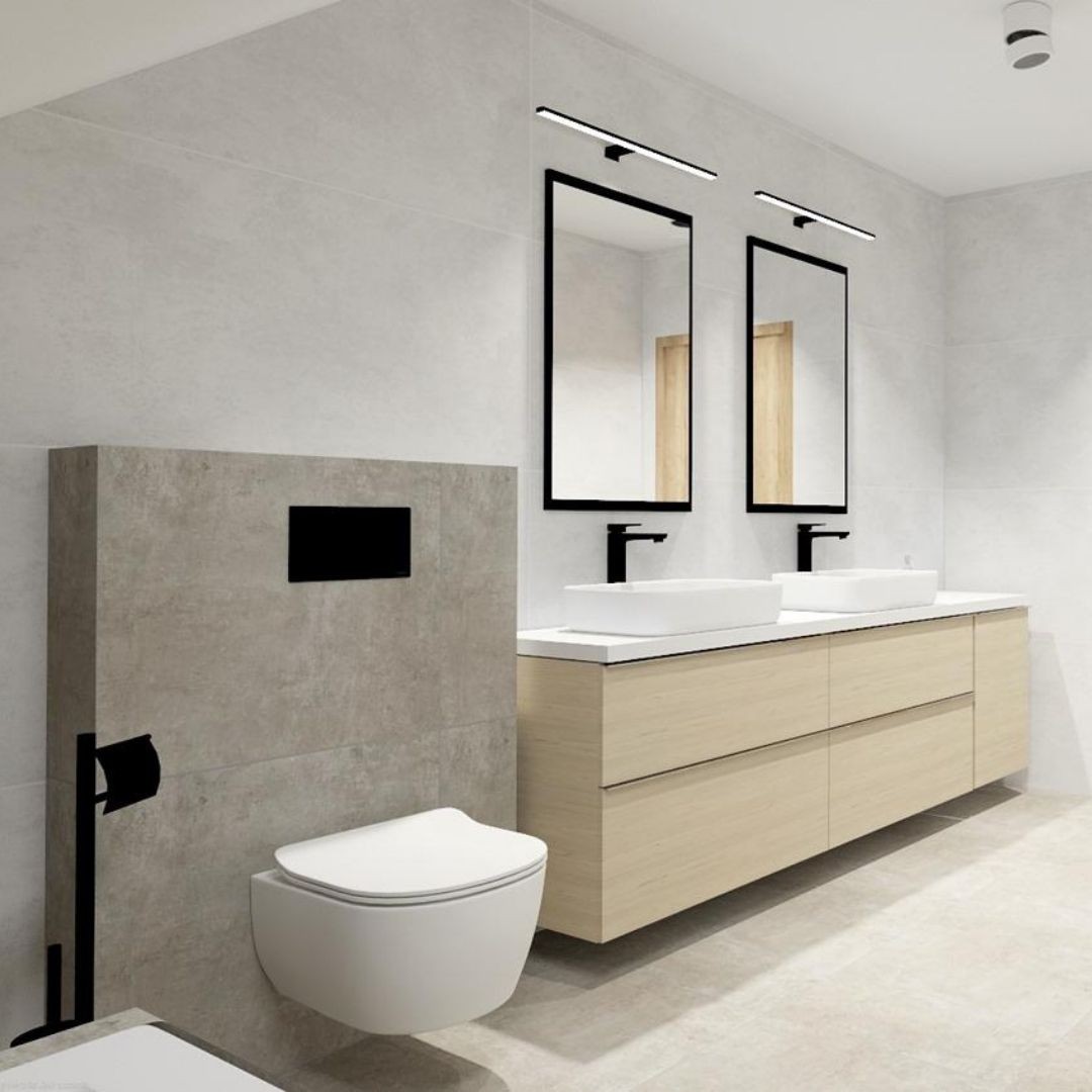 Duża łazienka z jasnymi płytkami Egen!