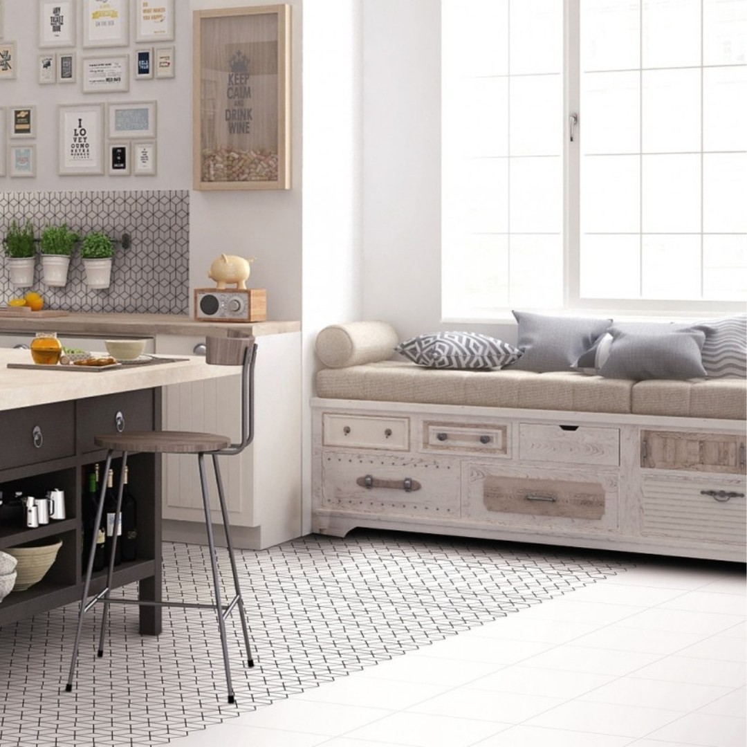 Kuchnia z białymi patchworkowymi płytkami!