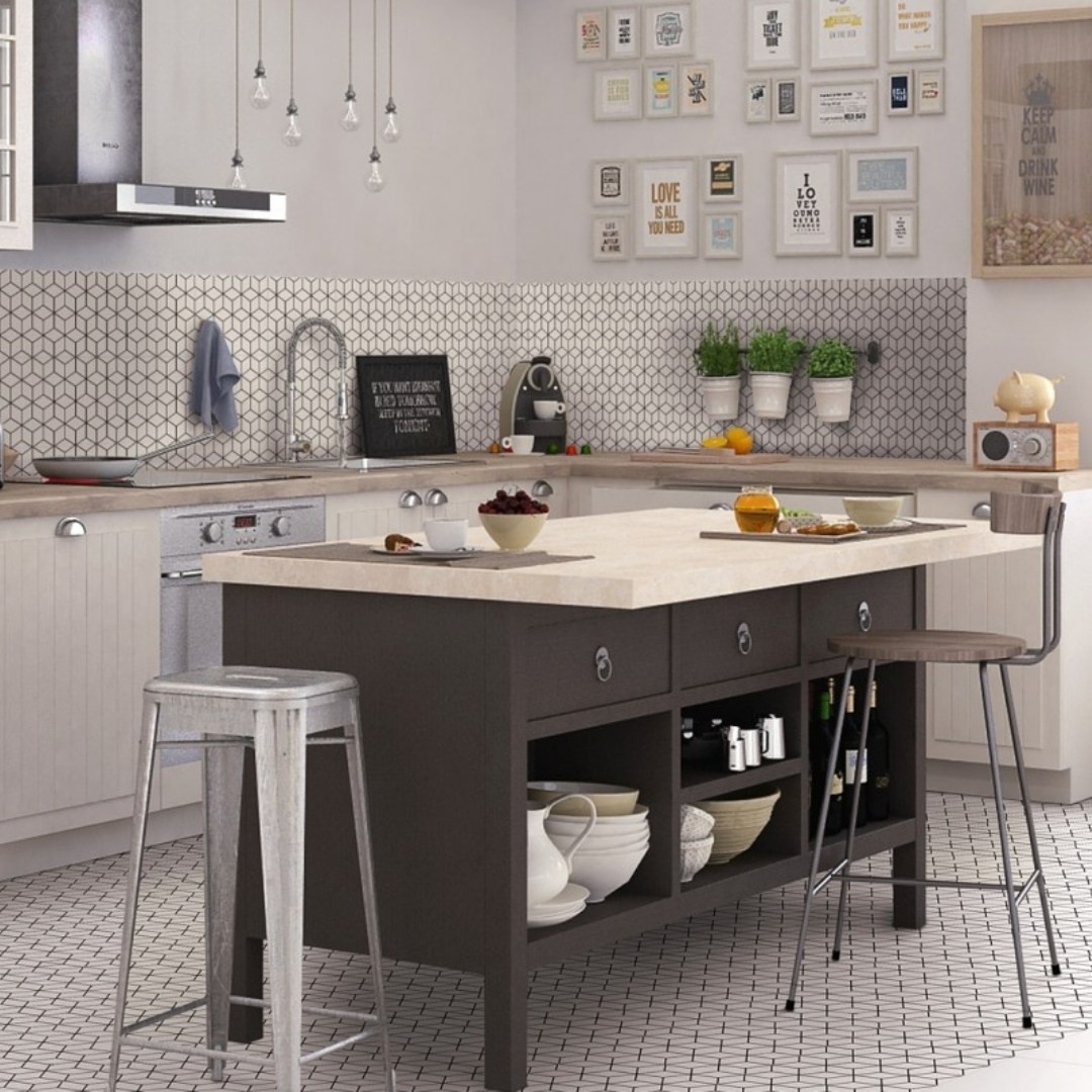 Kuchnia z białymi patchworkowymi płytkami!