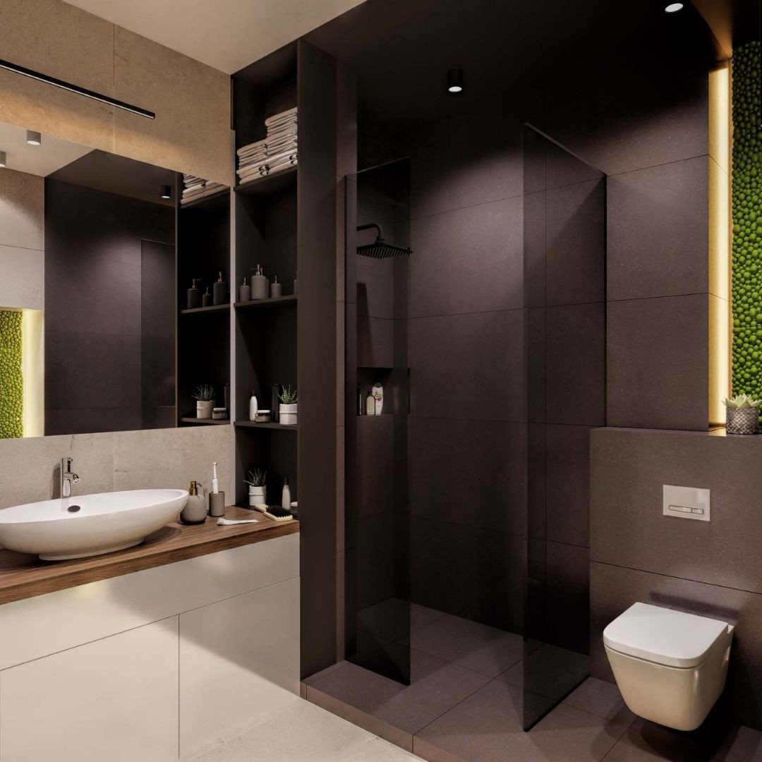 Czarna łazienka z prysznicem!