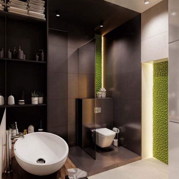 Czarna łazienka z prysznicem!