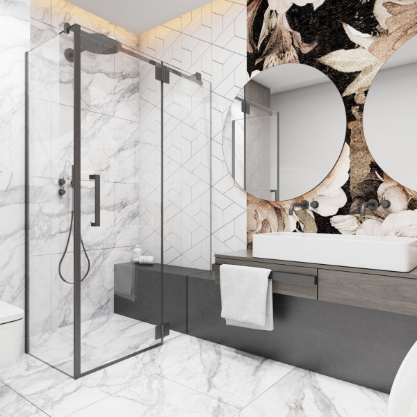 Biała łazienka z motywem kwiatowym!