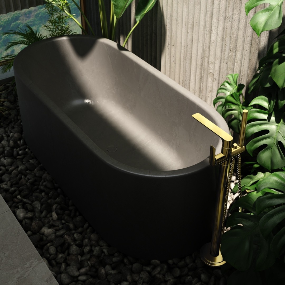 Inspiracje łazienkowe ze złotymi bateriami łazienkowymi Kohlman Experience Gold!