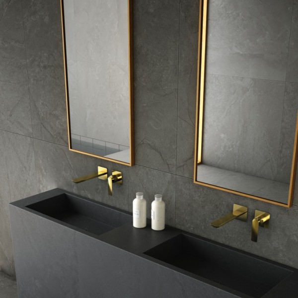 Inspiracje łazienkowe ze złotymi bateriami łazienkowymi Kohlman Experience Gold!