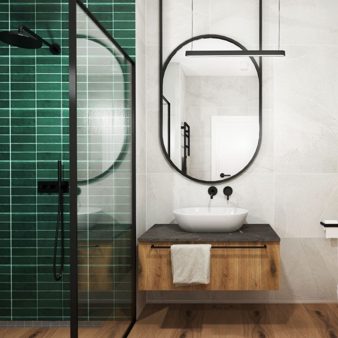 Nowoczesna łazienka z płytkami drewnopodobnymi!