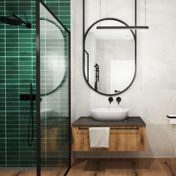 Nowoczesna łazienka z płytkami drewnopodobnymi!