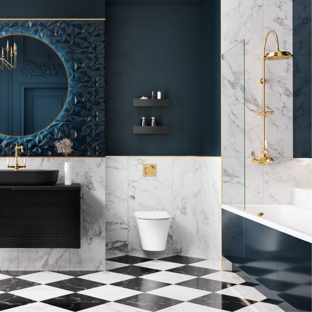 Łazienka w stylu glamour z meblami łazienkowymi Elita Glam!