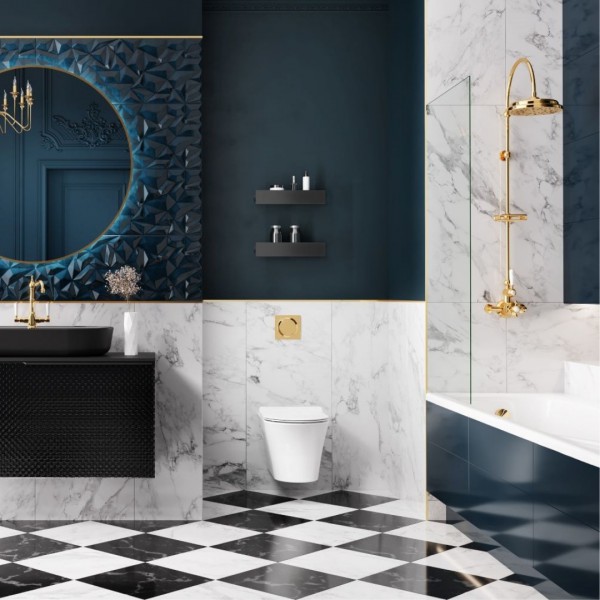 Łazienka w stylu glamour z meblami łazienkowymi Elita Glam!