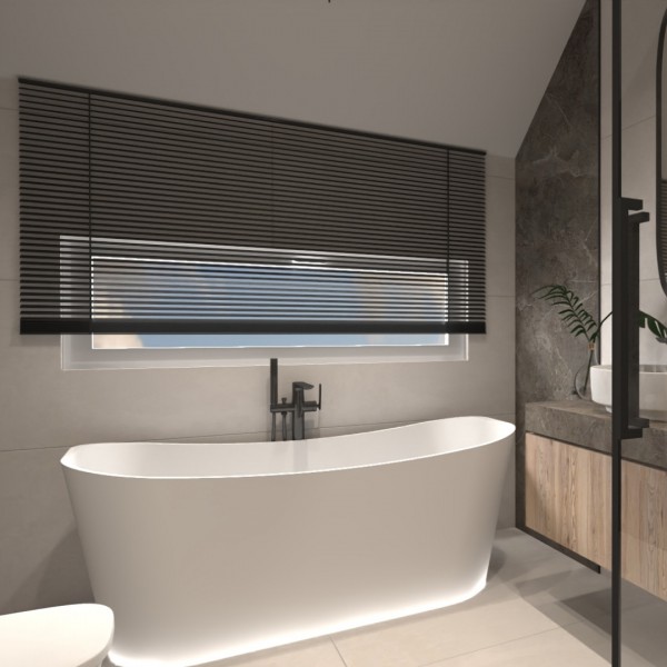 Przytulna łazienka na poddaszu w drewnie i kamieniu!