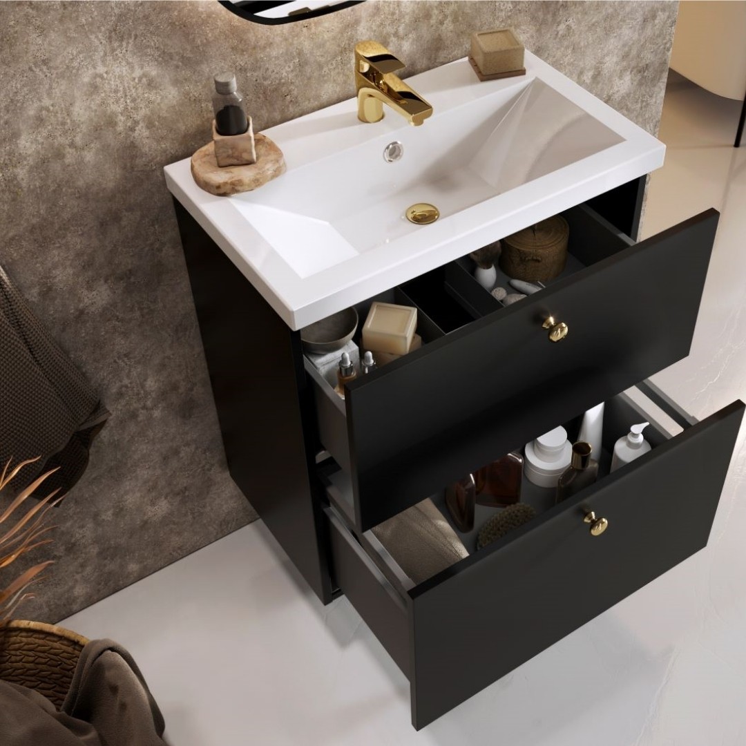 Nowoczesna łazienka z czarną matową szafką Elita Kido!