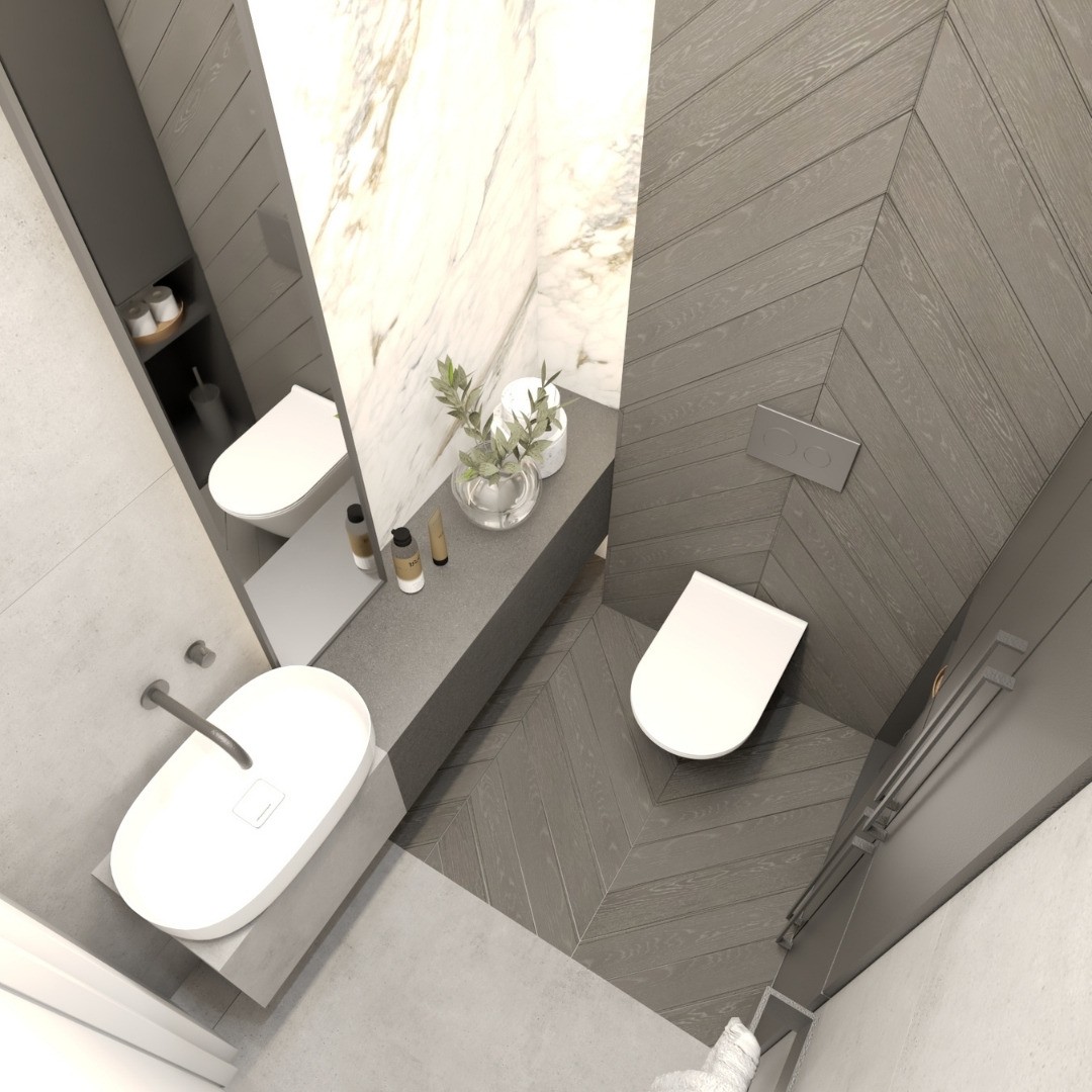 Nowoczesna toaleta w odcieniach szarości!