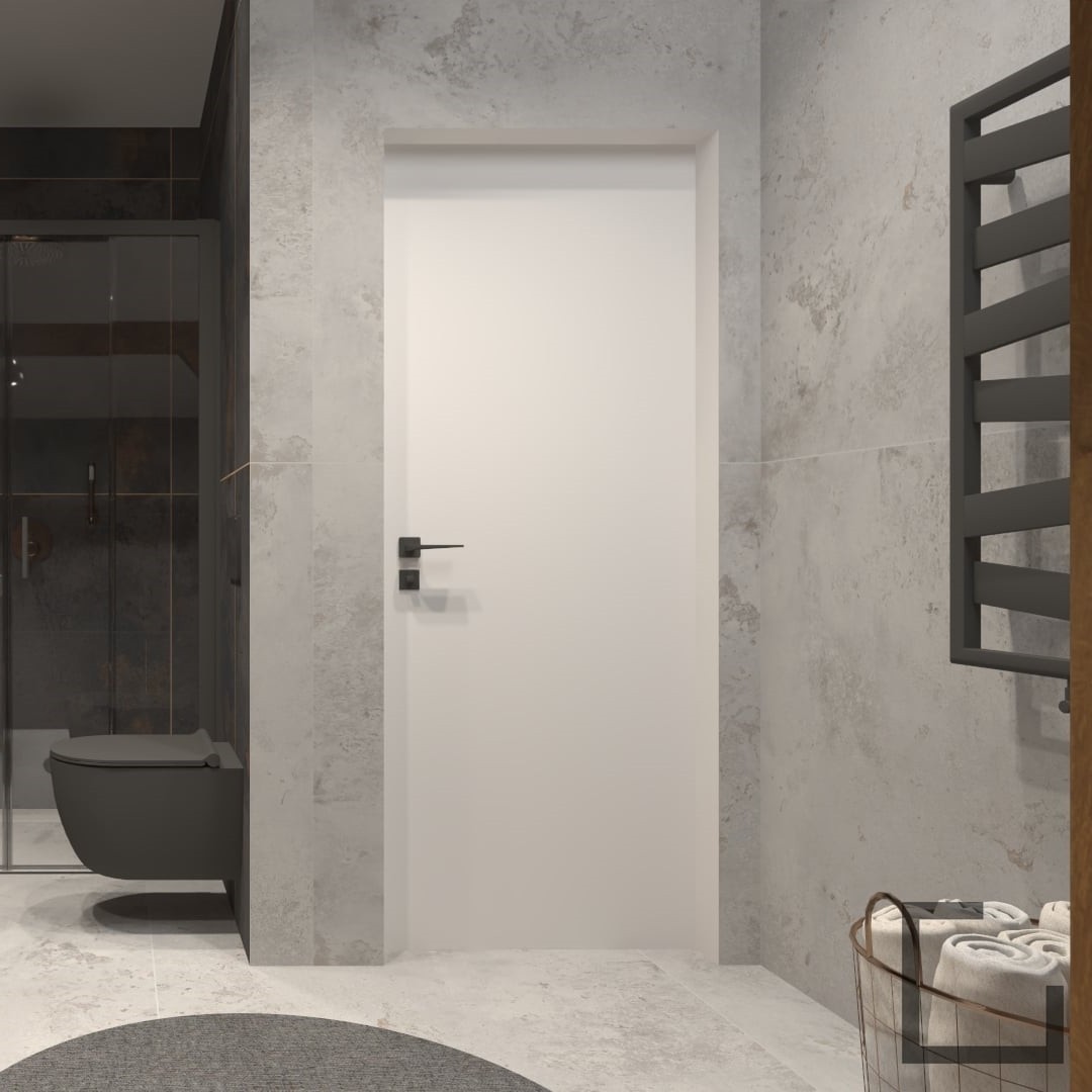 Czarna łazienka z miedzianymi bateriami Grohe Essence!