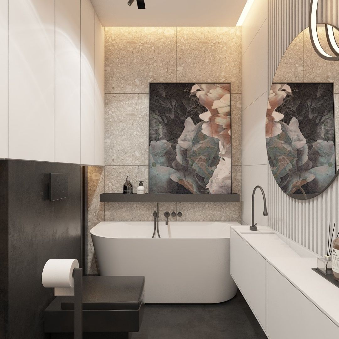 Mała łazienka z wanną wolnostojącą przyścienną!