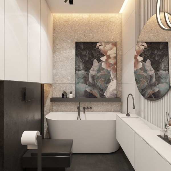 Mała łazienka z wanną wolnostojącą przyścienną!