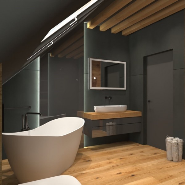Łazienka na poddaszu z sauną!