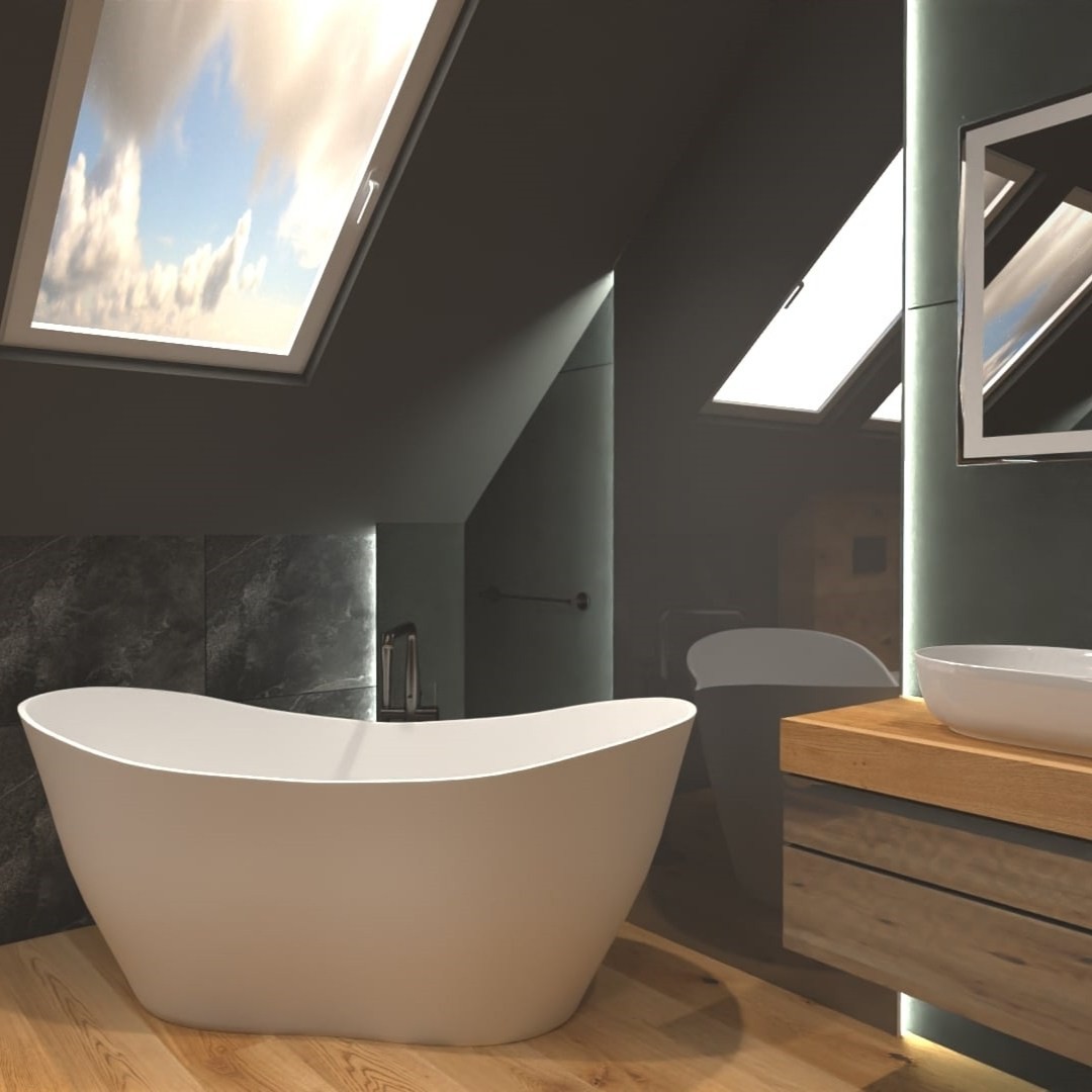 Łazienka na poddaszu z sauną!