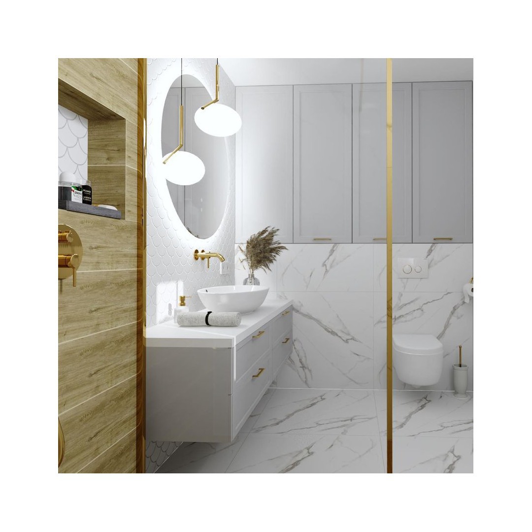 Projekt złotej łazienki z prysznicem!