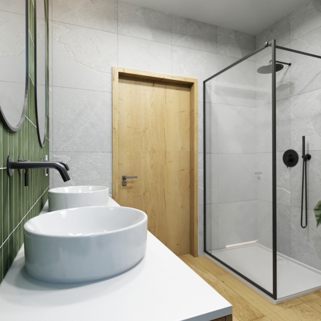 Nowoczesna łazienka z czarną kabiną prysznicową!