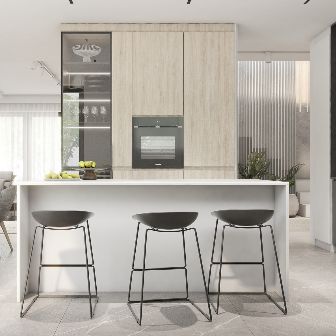 Projekt kuchni z płytkami marmuropodobnymi!