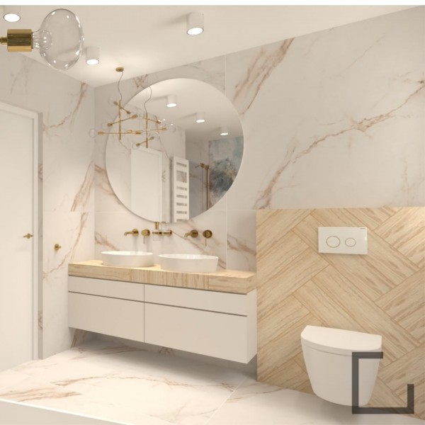 Łazienka w stylu glamour z wanną wolnostojącą!