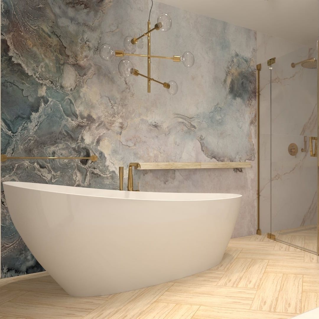 Łazienka w stylu glamour z wanną wolnostojącą!