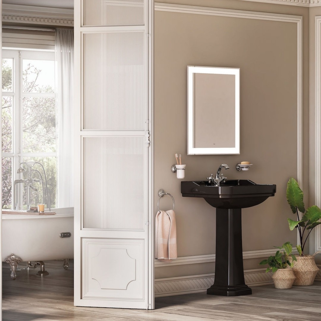 Czarna łazienka w stylu retro z ceramiką Roca Carmen Black!