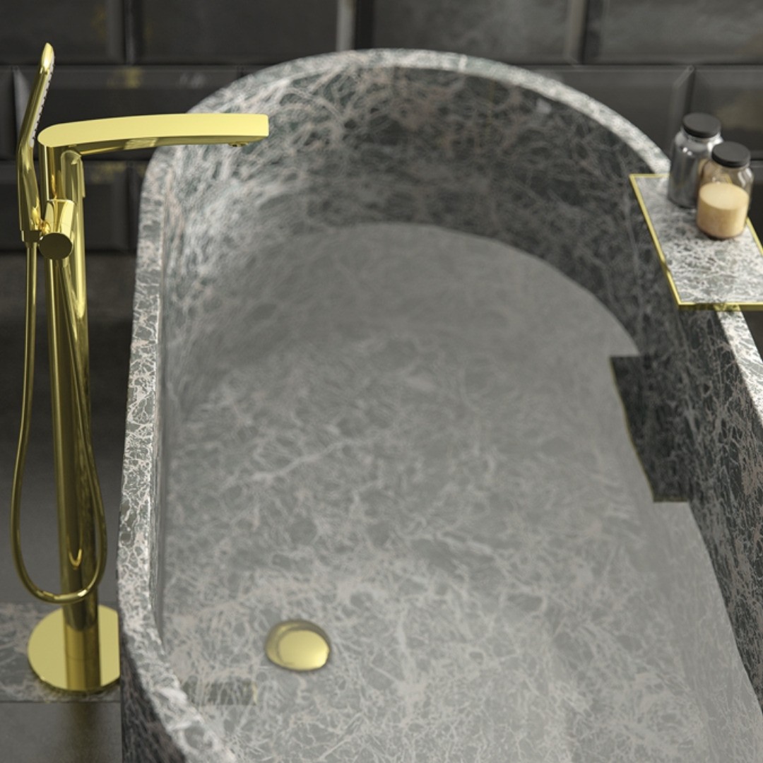 Łazienkowe inspiracje ze złotymi bateriami Vedo Desso Oro!