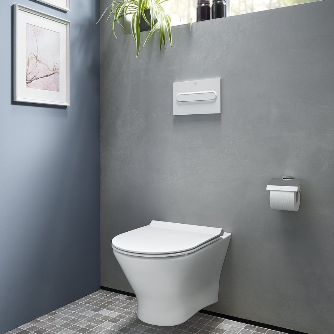 Nowoczesna łazienka z modną deską WC slim Roca!