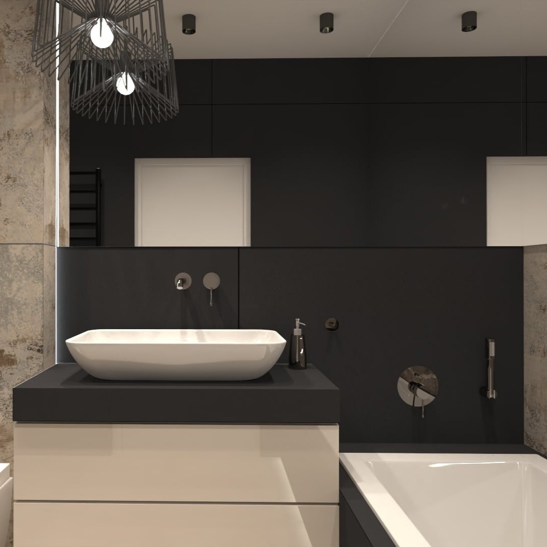 Elegancka łazienka z grafitową armaturą!