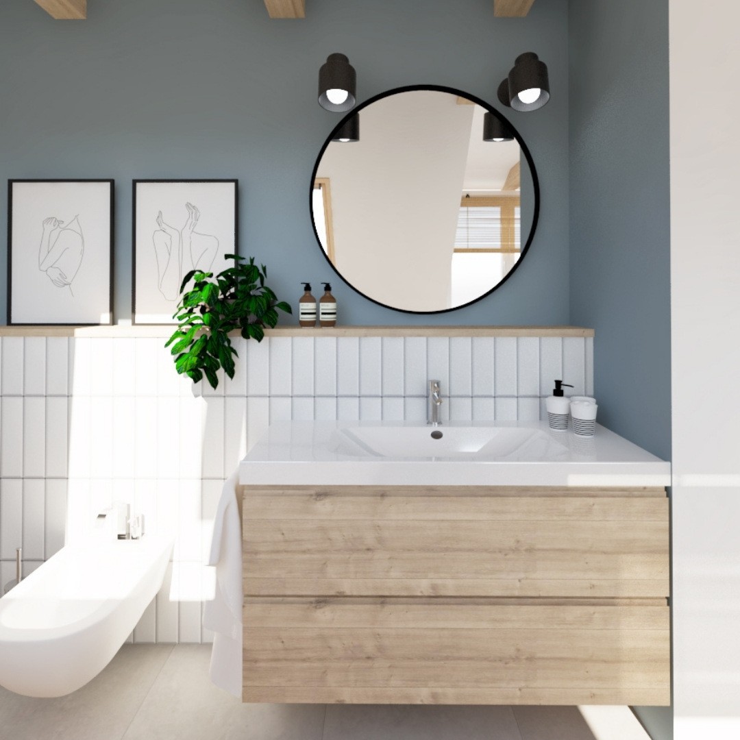 Projekt łazienki na poddaszu z wanną wolnostojącą!