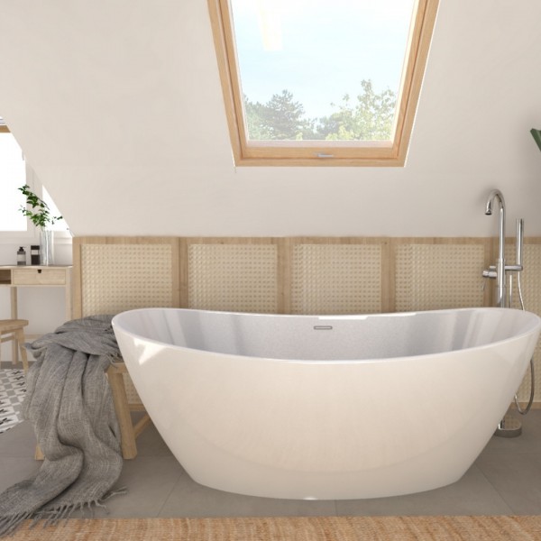 Projekt łazienki na poddaszu z wanną wolnostojącą!