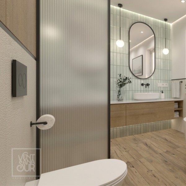 Łazienka z czarnymi bateriami łazienkowymi Giulini Giovanni Futuro!