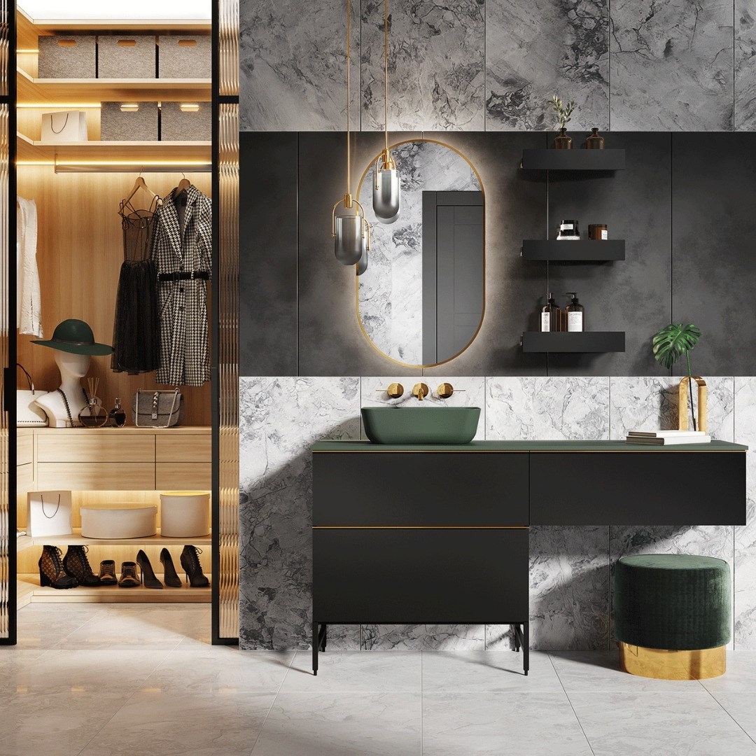 Nowoczesna łazienka z czarną szafką Elita Meble Look!