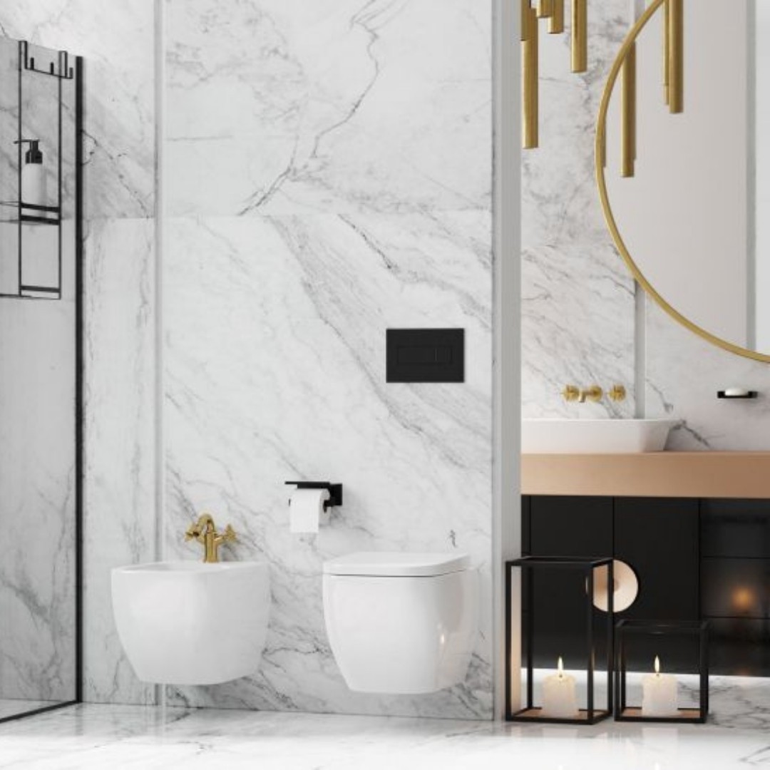 Łazienka w stylu glamour z bateriami oraz ceramiką Deante Temisto!