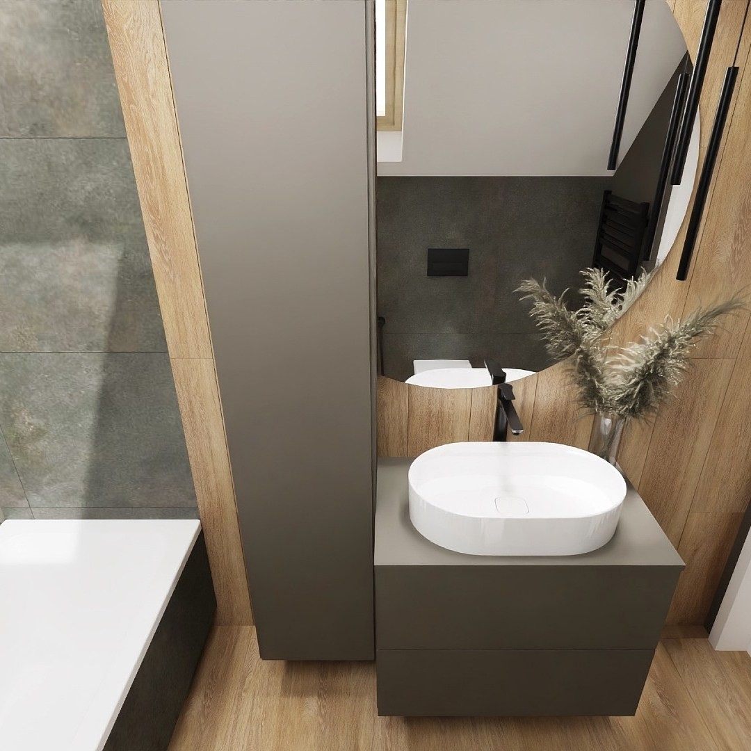 Łazienka na poddaszu z wanną!