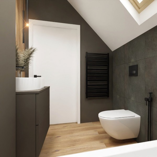 Łazienka na poddaszu z wanną!